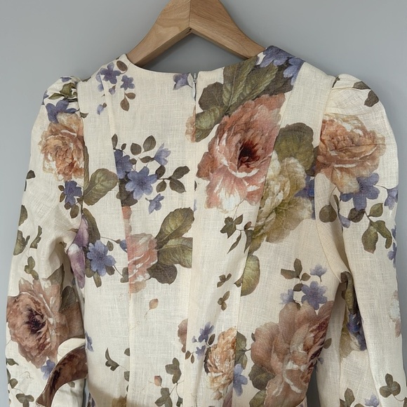 NWT Zimmermann Luminosity Cream Multi Color Mini Dress | sz Zim 0 / XS / 2-4 - Picture 5 of 11